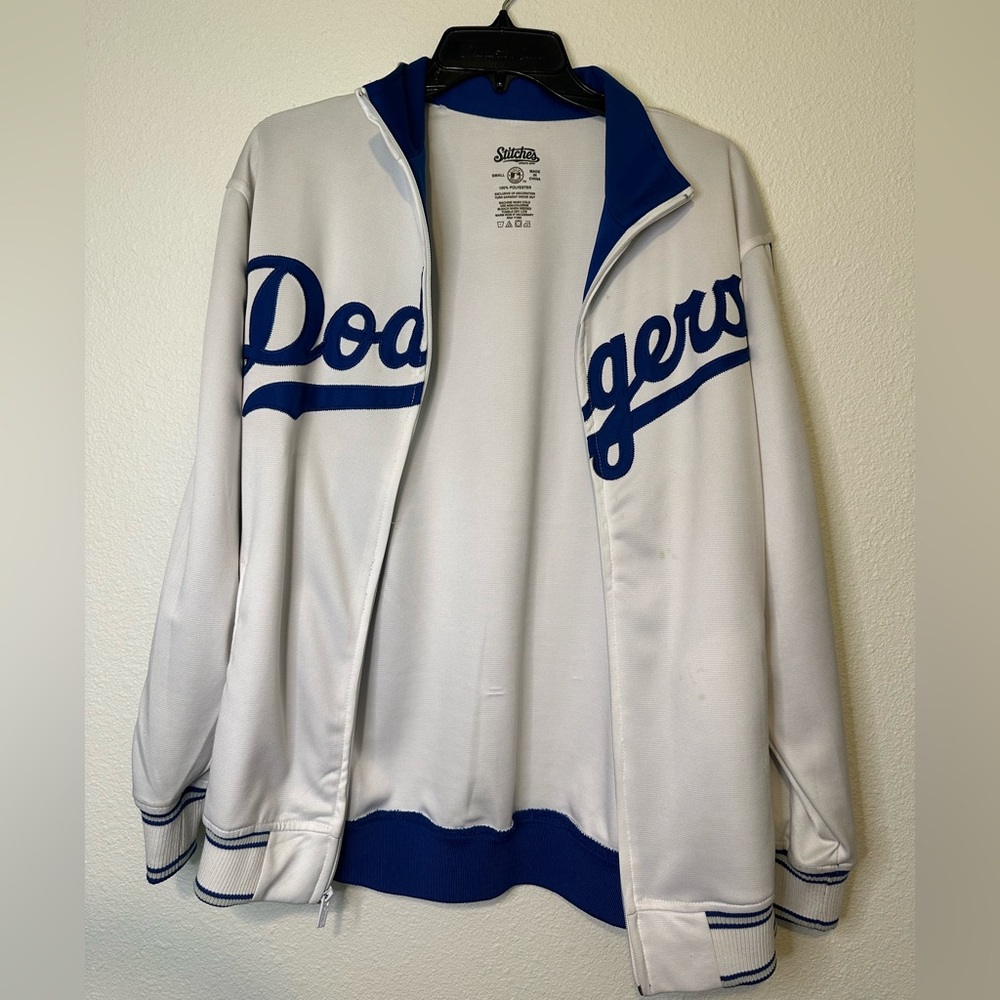 Stitches Los Angeles LA Dodgers Full Zip Jacket Women S White with Blue